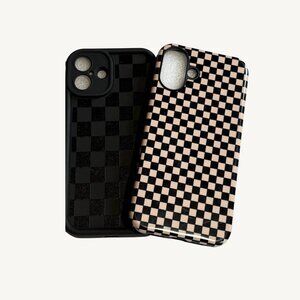 NWT iPhone 16 Plus Checkered Cases Black & Cream Bundle of 2